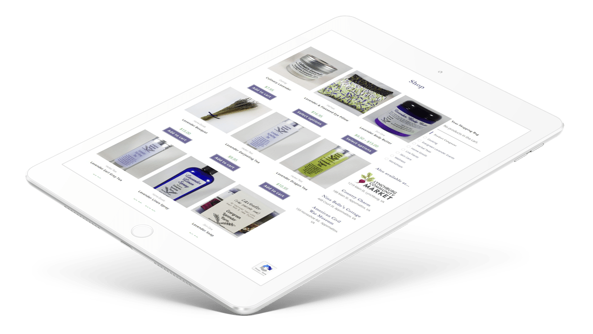 iPad tablet screen displaying custom responsive website design.